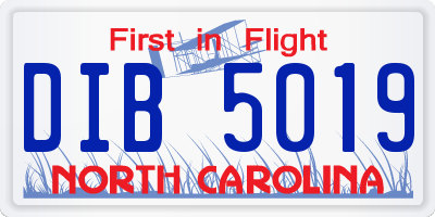 NC license plate DIB5019