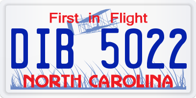 NC license plate DIB5022