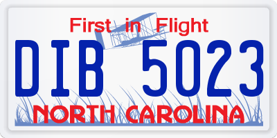 NC license plate DIB5023