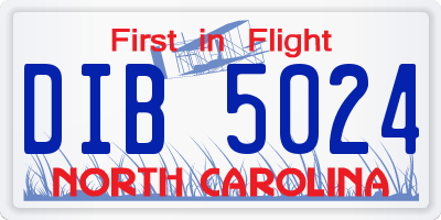 NC license plate DIB5024