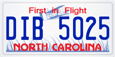 NC license plate DIB5025