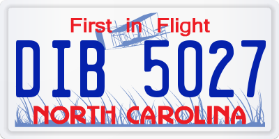NC license plate DIB5027