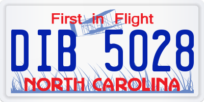 NC license plate DIB5028