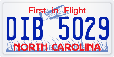 NC license plate DIB5029