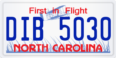 NC license plate DIB5030