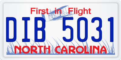 NC license plate DIB5031