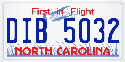 NC license plate DIB5032