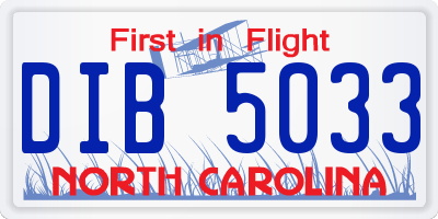 NC license plate DIB5033