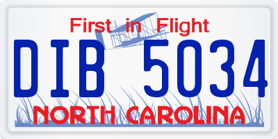 NC license plate DIB5034