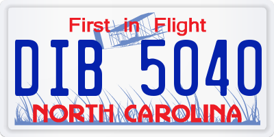 NC license plate DIB5040