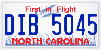 NC license plate DIB5045