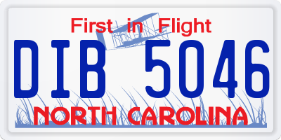 NC license plate DIB5046