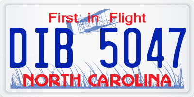 NC license plate DIB5047