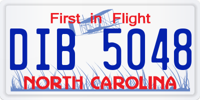 NC license plate DIB5048