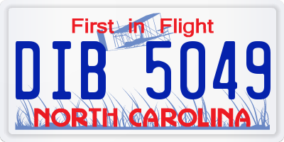 NC license plate DIB5049