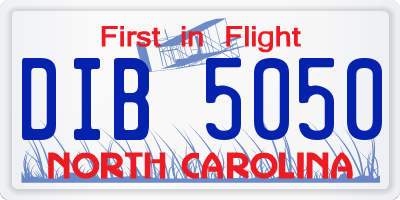 NC license plate DIB5050