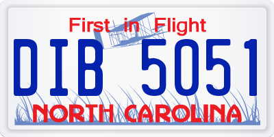 NC license plate DIB5051