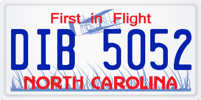 NC license plate DIB5052