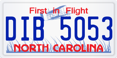 NC license plate DIB5053