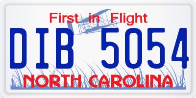 NC license plate DIB5054