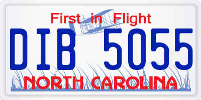 NC license plate DIB5055
