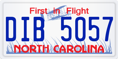 NC license plate DIB5057