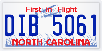 NC license plate DIB5061