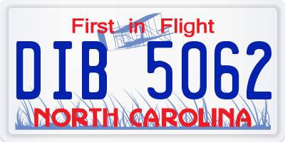 NC license plate DIB5062