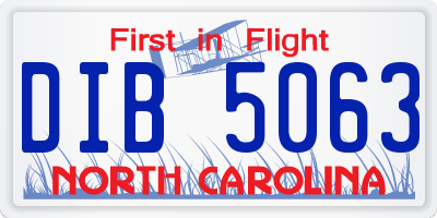 NC license plate DIB5063