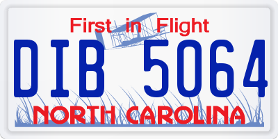 NC license plate DIB5064
