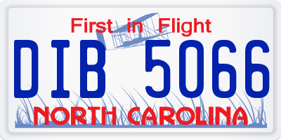 NC license plate DIB5066