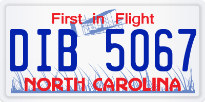 NC license plate DIB5067