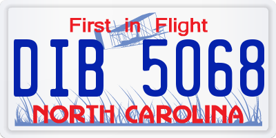 NC license plate DIB5068