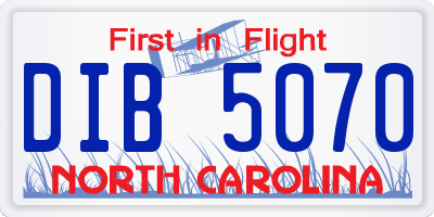 NC license plate DIB5070