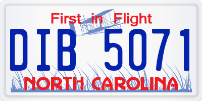 NC license plate DIB5071