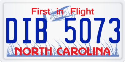 NC license plate DIB5073