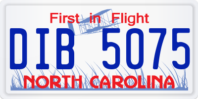 NC license plate DIB5075