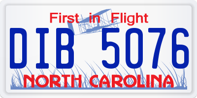 NC license plate DIB5076