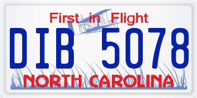 NC license plate DIB5078