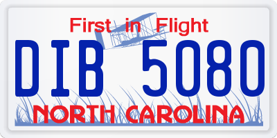 NC license plate DIB5080