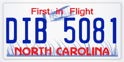 NC license plate DIB5081