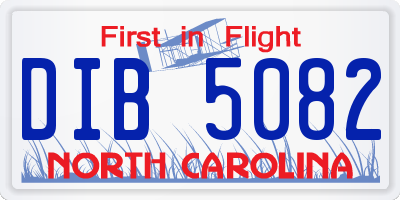 NC license plate DIB5082