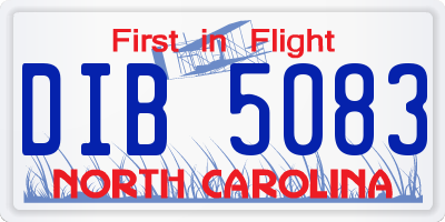 NC license plate DIB5083
