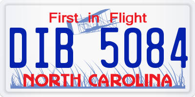 NC license plate DIB5084