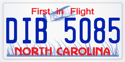 NC license plate DIB5085