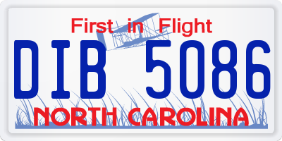 NC license plate DIB5086