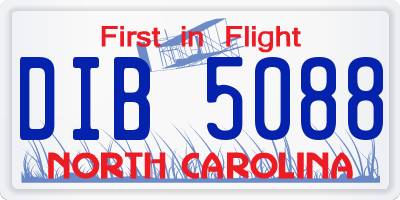 NC license plate DIB5088