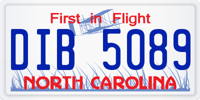 NC license plate DIB5089