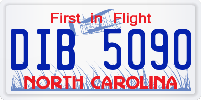 NC license plate DIB5090