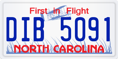 NC license plate DIB5091